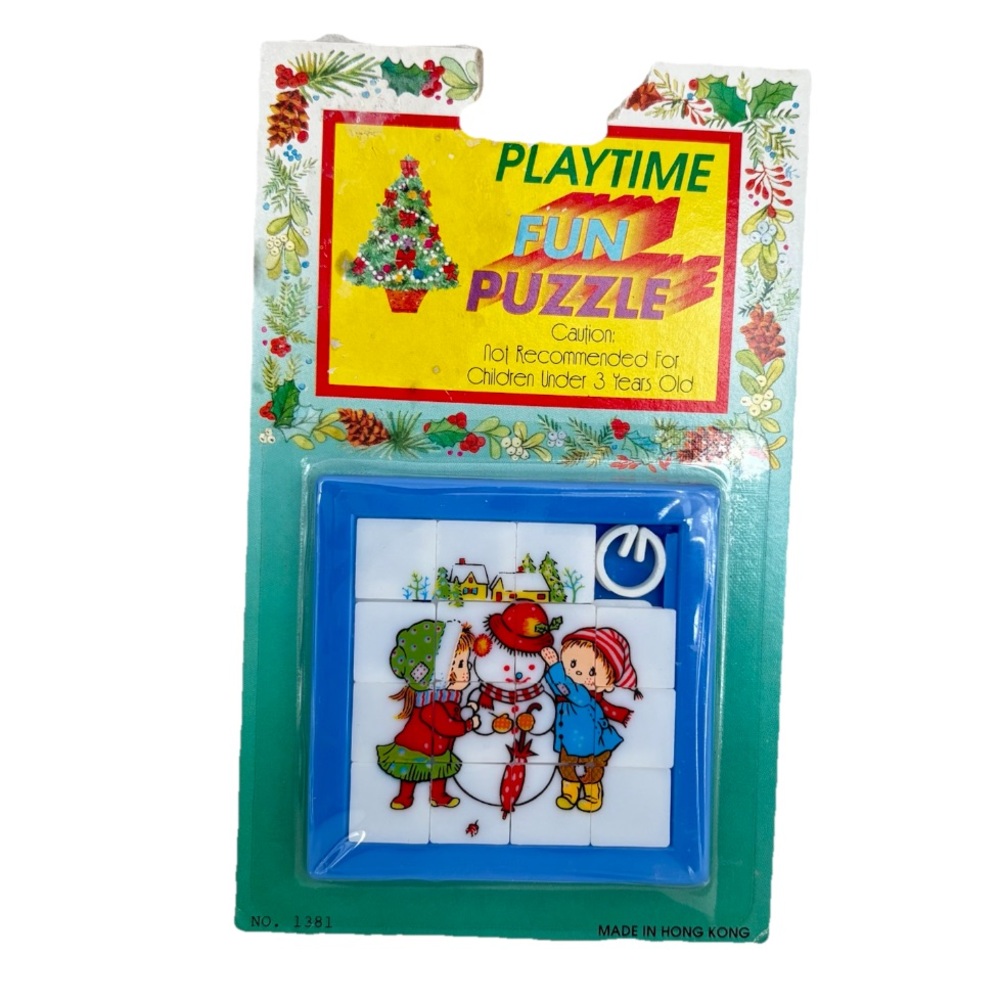 Vintage Playtime Fun Puzzle with Blue Frame Snowman Hong Kong